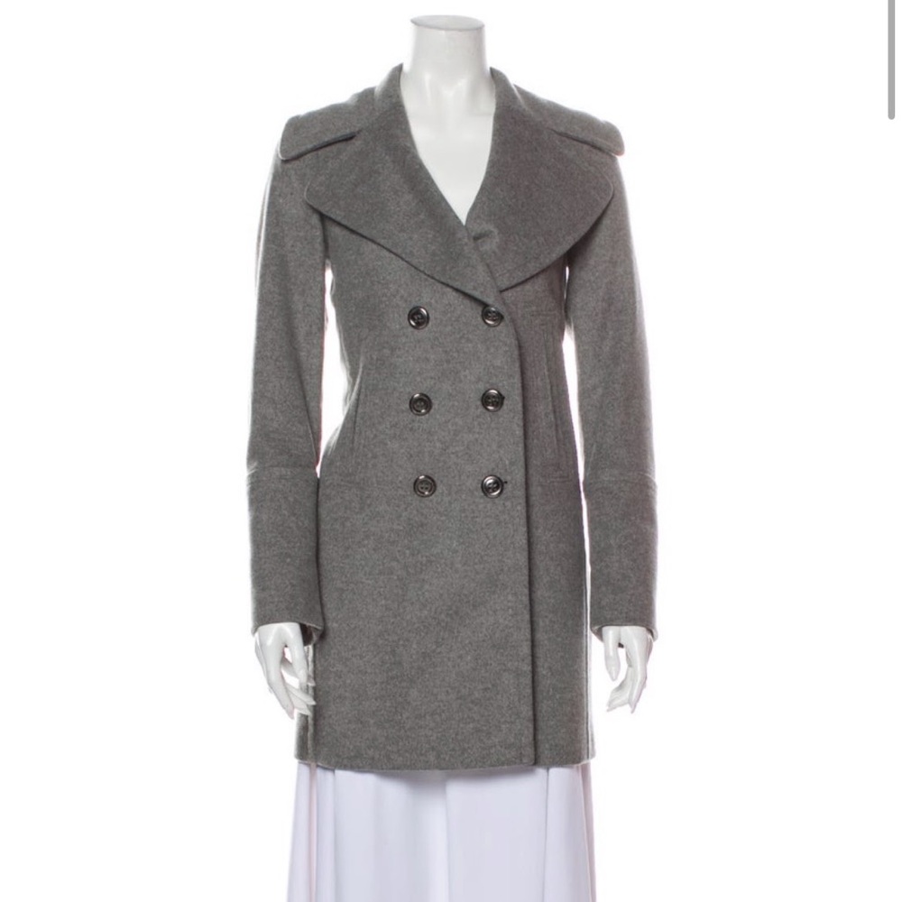 Burberry London Virgin Wool Peacoat- Gray, Size Small